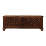 Rare grand coffre gothique en chne massif sculpt du xvie sicle, france