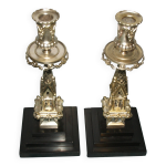 Rare paire de chandeliers en bronze xix sicle