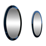Rare paire de miroirs ovales bleus italiens, attribu�s � cristal arte, ann�es 1970