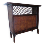 Rare vintage meuble de bar tagre bois rotin tress annes 80 rtro