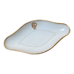 Ravier ancien en porcelaine blanc et or hache & ppin  vierzon