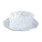 Ravier en cristal taill sur assiette en metal argent