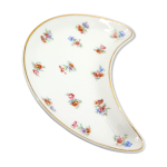 Ravier lune aux motifs de fleurs et liser or en porcelaine de limoges