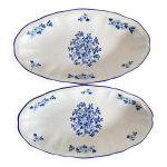 Raviers en porcelaine de luneville fleurs bleues