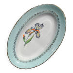 Ravier en porcelaine vintage blanche verte iris moulin des loups  sargosse  1950s