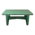 Repose - pied vintage en bois vert menthe.