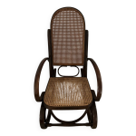 Rocking - chair ancien en bois courbé avec cannage Rocking - chair ancien en bois courbé avec cannage