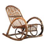 Rocking chair en bambou et rotin, 1950