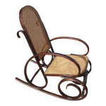 Rocking - chair bois et canage seventies