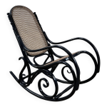 Rocking - chair en bois courbé noirci et cannage années 1900 Rocking - chair en bois courbé noirci et cannage années 1900