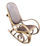 Rocking chair en bois et cuir, xxe siècle Rocking chair en bois et cuir, xxe siècle