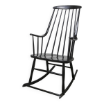 Rocking chair grandessa en h�tre noir par lena larsson 1960 pour nesto