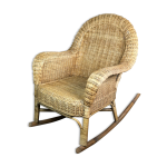 Rocking chair en rotin et bascule bambou 1980