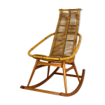 Rocking chair en rotin du milieu du sicle, annes 1960