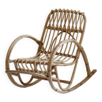 Rocking chair en rotin vintage
