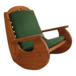 Rocking - chair scandinave bois & velours de mohair