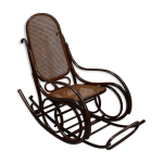 Rocking chair et son repose pieds, en htre 1900