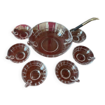 Saladier et 6 bols en cristal cisel, service  punch, service  glace cristallerie de lorraine