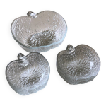 Saladier et 6 ramequins pomme en verre cisele vintage Saladier et 6 ramequins pomme en verre cisele vintage