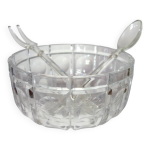 Saladier et couverts en cristal taill de bohme vintage