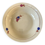 Saladier / plat creux saint amand / c�ranord fleurs roses et bleues peintes � la main, ann�es 40