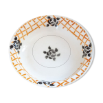Saladier plat fleurs noires et motifs gometriques badonviller roscoff