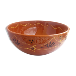 Saladier rouge terracotta à motifs noirs et jaunes Saladier rouge terracotta à motifs noirs et jaunes