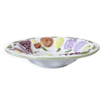 Saladier vintage en barbotine fruits raisin citron pomme poire prune