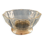 Saladier vintage en cristal taill et mtal argent