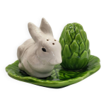 Salire et poivrier en barbotine lapin et feuille de chou