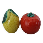 Saliere poivrier citron tomate barbotine Saliere poivrier citron tomate barbotine
