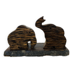 Salire et poivrier lphants en bois de palmier vintage