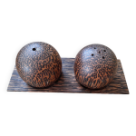 Salière poivrière en bois de cocotier avec support Salière poivrière en bois de cocotier avec support
