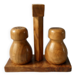 Salire et poivrire en bois d'olivier et loupe, annes 70 - 80