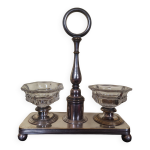 Sali�re poivri�re en cristal et m�tal argent� christofle