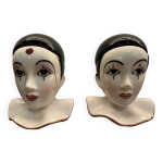 Salire et poivrire tte de pierrot en porcelaine