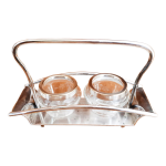 Salire et poivrire en verre cisel et mtal argent, antique franais