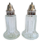 Salière et poivrière en verre et métal Salière et poivrière en verre et métal