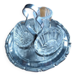 Salire et poivrire en verre, plateau inox