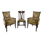 Salon art nouveau 3 �l�ments, 2 berg�res et 1 chaise, france, circa 1900