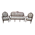 Salon banquette et fauteuils cabriolet style louis xvi