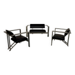 Salon brutaliste fauteuils simili mtal design karl friedrich forster