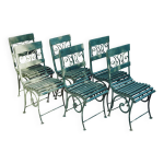 Salon de jardin 6 chaises dit de vichy ? art nouveau 1880 ? Salon de jardin 6 chaises dit de vichy ? art nouveau 1880 ?