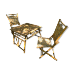 Salon de jardin en bambou pliable avec jardinière assortie Salon de jardin en bambou pliable avec jardinière assortie