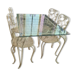 Salon de jardin blanc en fer forg 1949 1950