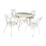 Salon de jardin fer forg annes 50 allemagne blanc et formica