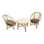 Salon jardin rotin osier 3 pi�ces 1960 70