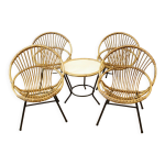 Salon en rotin et fer laqu noir par rohe noordwole vers 1950