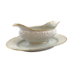 Saucière en porcelaine blanche et dorée limoges plat noel fete Saucière en porcelaine blanche et dorée limoges plat noel fete