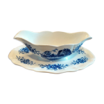 Sauci�re porcelaine sarreguemines ancienne d�cor romantique bleu